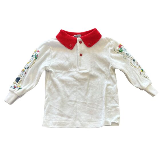 Vintage OshKosh B’Gosh Trains Vestbak Overalls Outfit Size 6-9M - Picture 6 of 13